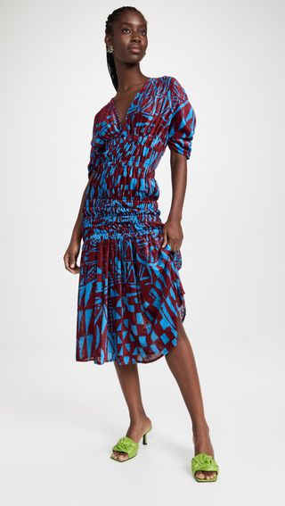 Stella Jean + Geo Ruched Midi Dress