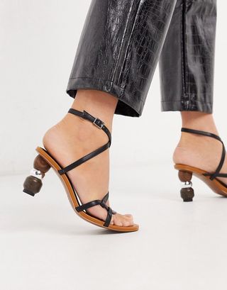 Who What Wear + Ryleigh Strappy Sandals With Heel Interest in Black