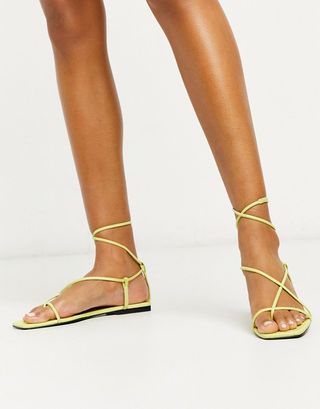 Who What Wear + Zander Strappy Square Toe Sandals in Lime