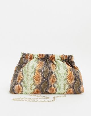 Who What Wear + Chiara Grab Clutch Bag in Snake