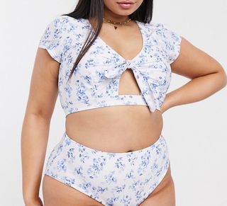 Peek & Beau + Exclusive T-Shirt Bikini Top in Floral Ditsy