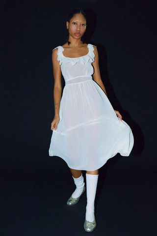 Urban Outfitters + Cynthia Semi-Sheer Ruffle Midi Dress