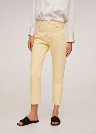 Mango + Straight Fit Cropped Jeans