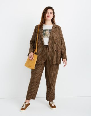 Madewell + Caldwell Double-Breasted Blazer in Desert Check