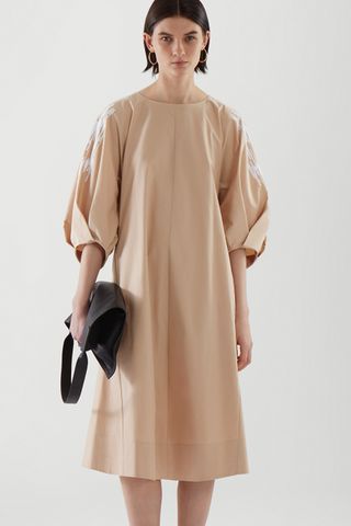 COS + Embroidered Puff Sleeve Dress