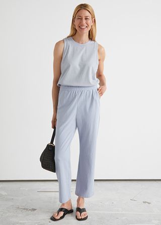 & Other Stories + Textured Elastic Waist Trousers