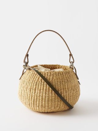 Muuñ + Auru Leather-Trim Woven Basket Bag