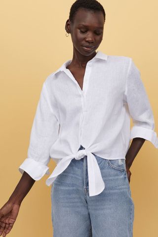 H&M + Tie-Hem Linen Shirt
