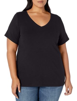 Amazon Essentials + Size Short-Sleeve V-Neck T-Shirt