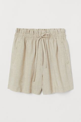 H&M + Linen-Blend Shorts High Waist