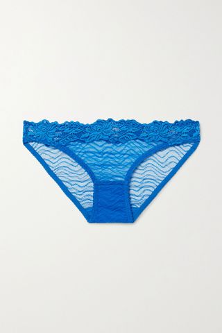 Lonely + Bonnie Lace-Trimmed Embroidered Stretch-Tulle Briefs