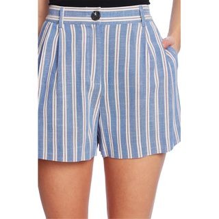Cece + Pleat Front Double Stripe Shorts