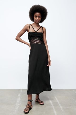 Zara + Knit Dress With Contrast Detail