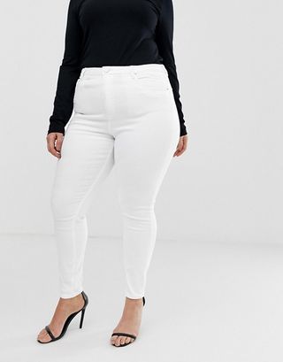 Good American + Asos Design Curve Ridley High Waisted Skinny Jeans in Optic White