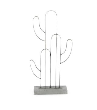 Decmode Eclectic + 19 Inch Iron Open-Design Cactus Sculpture