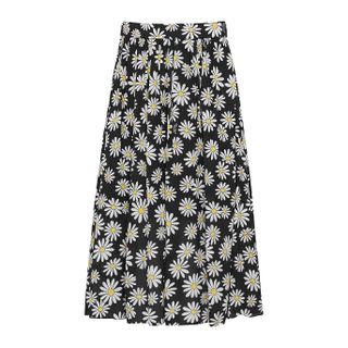 Boutique Moschino + Black Daisy-Print Skirt