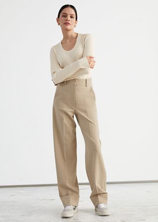 & Other Stories + Relaxed Banana Leg Press Crease Trousers