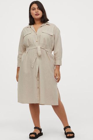 H&M + Linen-Blend Shirt Dress