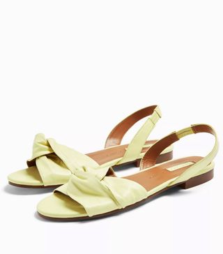 Topshop + Lucky Yellow Leather Knot Slingback Flat Shoes