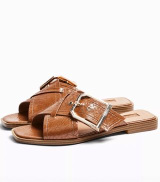 Topshop + Porto Tan Buckle Sandals