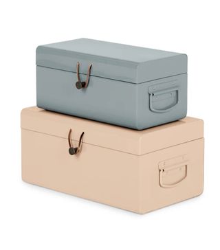 Made + Daven Set of 2 Small Metal Storage Trunks