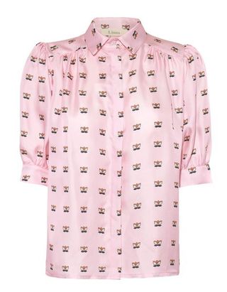 Lisou + Betty Pink Lily Print Silk Shirt