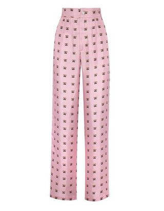 Lisou + Salome Pink Lily Print Silk Trousers