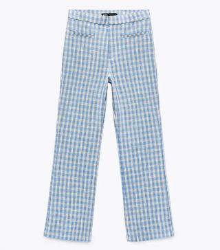 Zara + Gingham Mini Flared Trousers