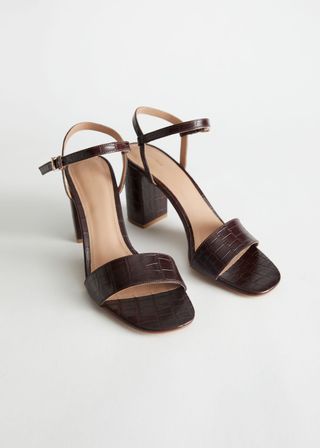 & Other Stories + Strappy Block Heel Leather Sandals