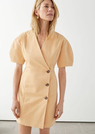 & Other Stories + Fitted Button Wrap Mini Dress