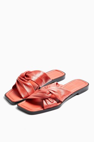 Topshop + Pacific Coral Leather Twist Sandals