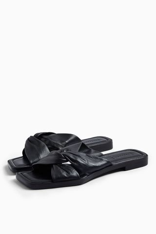 Topshop + Pacific Black Leather Twist Sandals