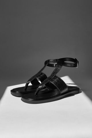 Topshop + Peachy Black Leather Sandals