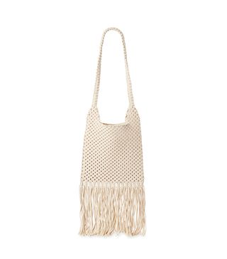 Time and Tru + Crochet Tote with Fringe Detailing