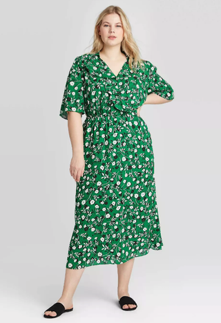 Who What Wear + Floral Print Elbow Sleeve Dress