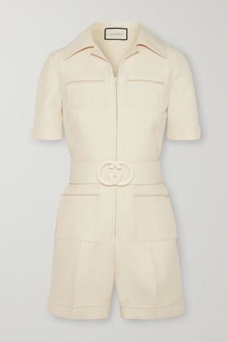 Gucci + Belted Wool and Silk-Blend Cady Playsuit