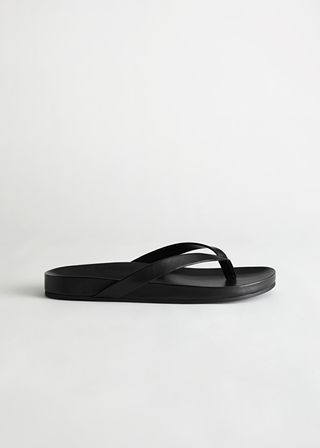 & Other Stories + Leather Flatform Flip Flop Sandals