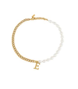 Joolz by Martha Calvo + Pearl + Chain Initial Necklace in Gold
