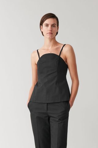 COS + Cotton-Linen Shaped Top With Narrow Straps