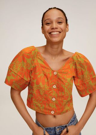 Mango + Tropical Print Blouse