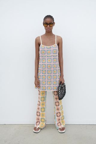 Zara + Crocheted Dress