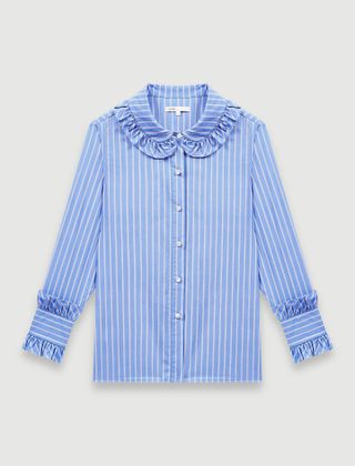 Maje + Striped Shirt With a Frilled Collar