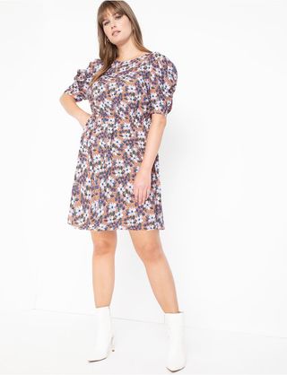 Eloquii + Printed Puff Sleeve Dress