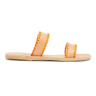 Ancient Greek Sandals + Melia Whipstitched Leather Slides
