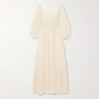 Cloe Cassandro + + Net Sustain Agatha Shirred Organic Cotton-Gauze Midi Dress