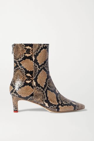 Aeydē + Ivy Snake-Effect Leather Ankle Boots