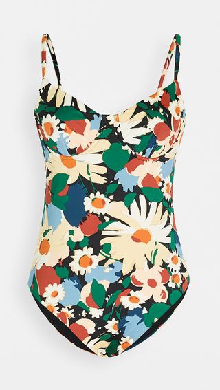 Madewell + Wave Structured One-Piece Swimsuit in Painted Garden