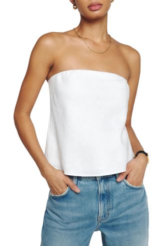 Reformation + Spritz Strapless Linen Top