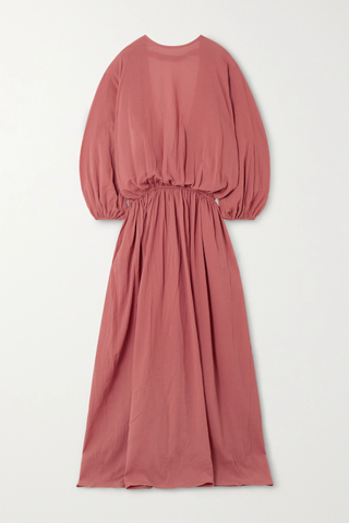 Albus Lumen + Licentia Open-Back Draped Cotton-Crepon Maxi Dress