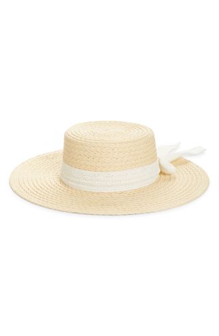 Rachel Parcell + Eyelet Straw Boater Hat